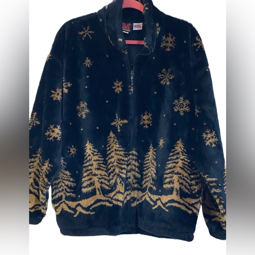Mazmania Plush Pine Tree Snowflake Jacket - image 1